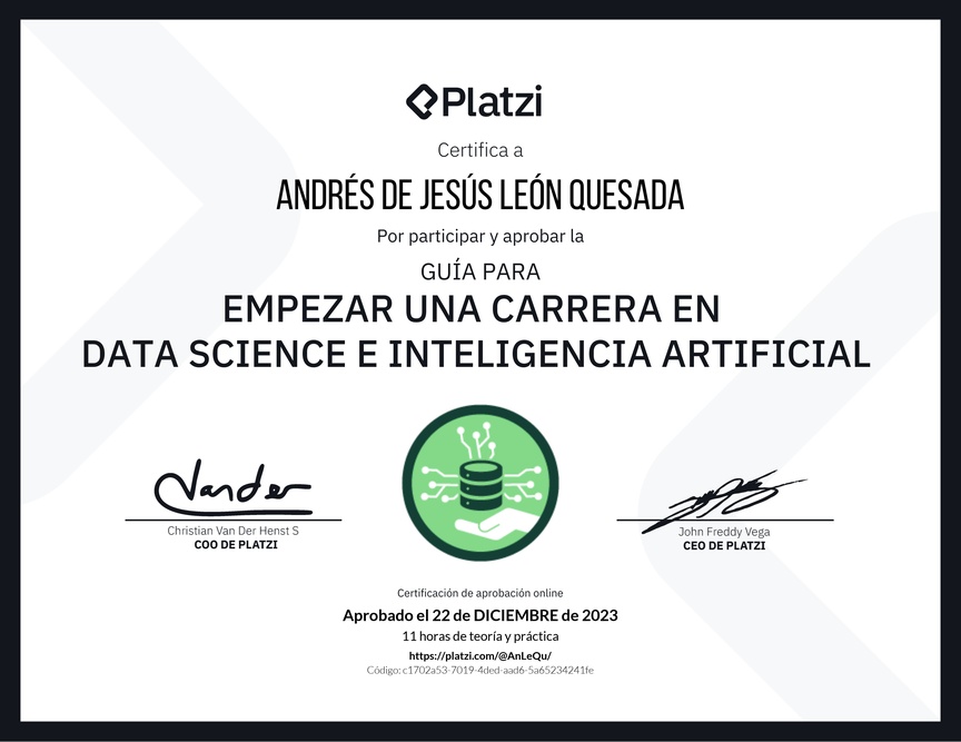 Diploma de Guía para Empezar una Carrera en Data Science e Inteligencia Artificial