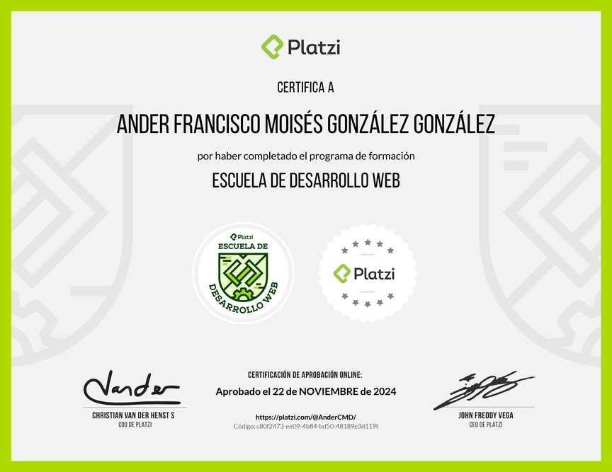 Diploma de la Ruta de Aprendizaje de Frontend y Backend con Javascript para Desarrollo Web