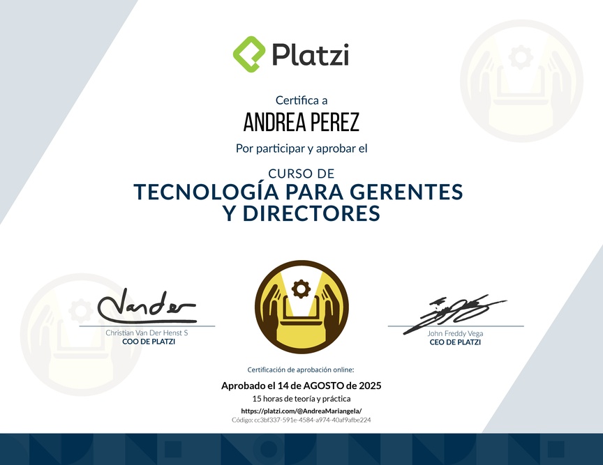 Diploma del Curso de Tecnología para Gerentes y Directores