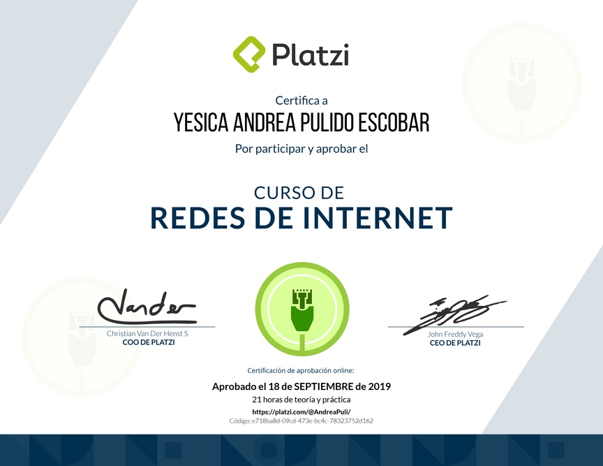 Diploma del Curso de Redes Informáticas de Internet 2017