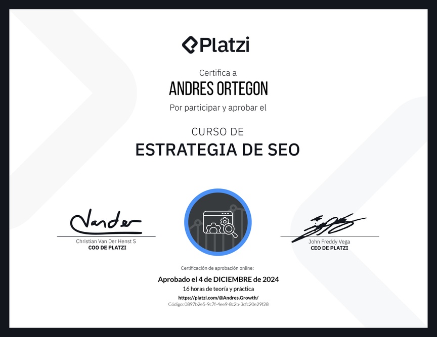 Diploma del Curso de Estrategia de SEO