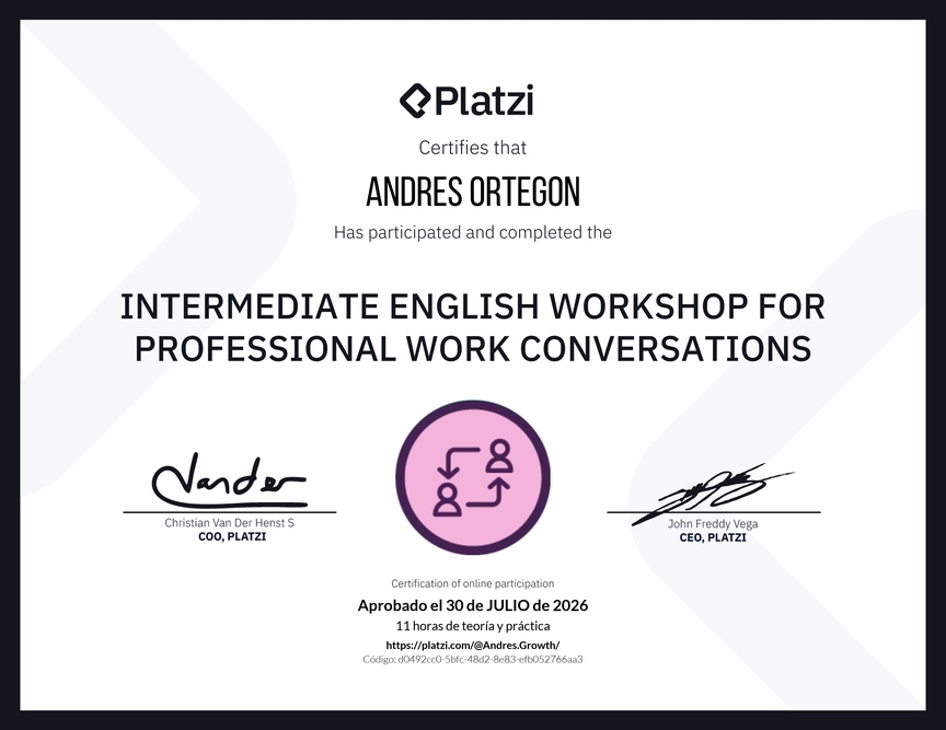 Diploma del Curso de Inglés Práctico para Conversaciones de Trabajo
