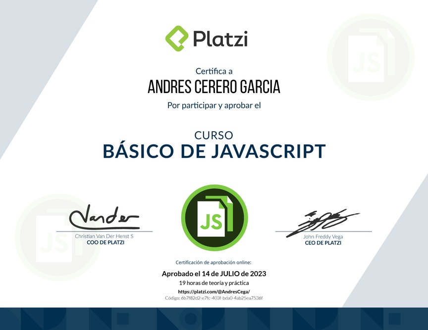 Diploma del Curso Básico de JavaScript