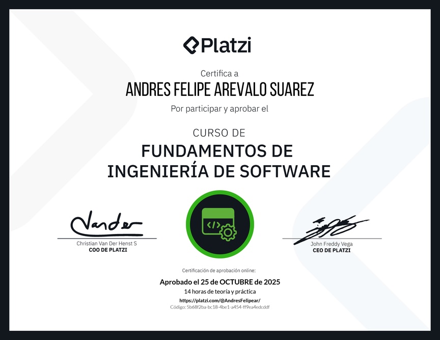 Diploma del Curso de Fundamentos de Ingeniería de Software