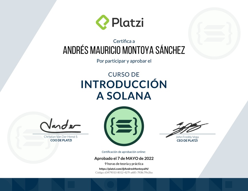 Diploma del Curso de Introducción a Solana