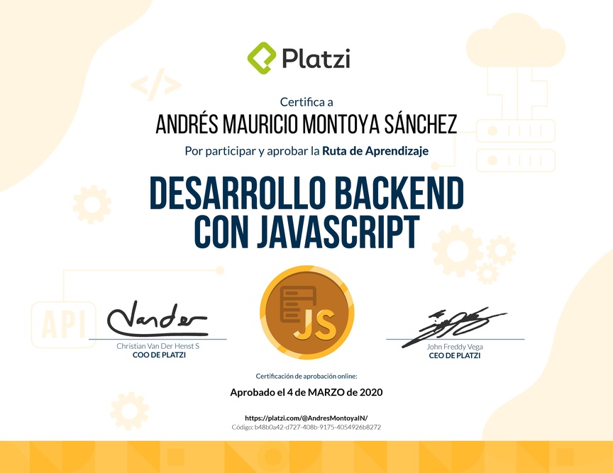 Diploma de la Ruta de Aprendizaje de Node.js: Desarrollo Backend con JavaScript