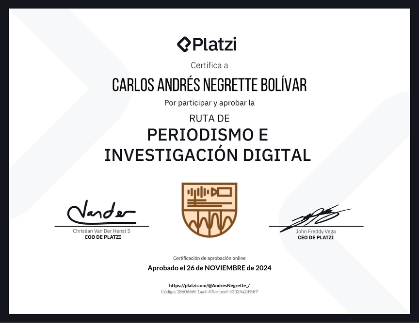 Diploma de la Ruta de Aprendizaje de Periodismo e Investigación Digital