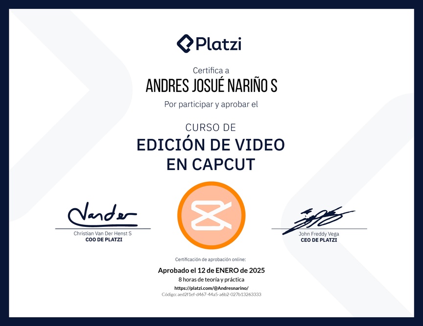 Diploma del Curso de Edición de Video con Capcut