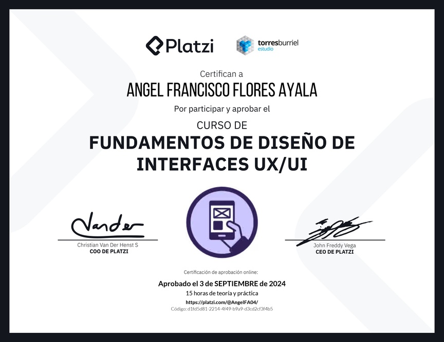 Diploma del Curso de Fundamentos de Diseño de Interfaces UX/UI