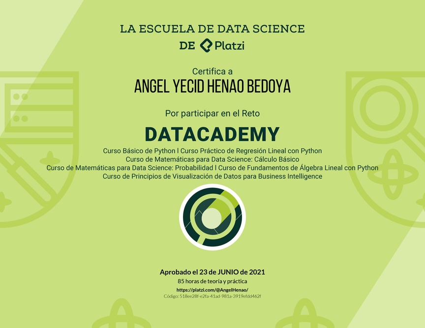 Diploma de Datacademy Primera Edición