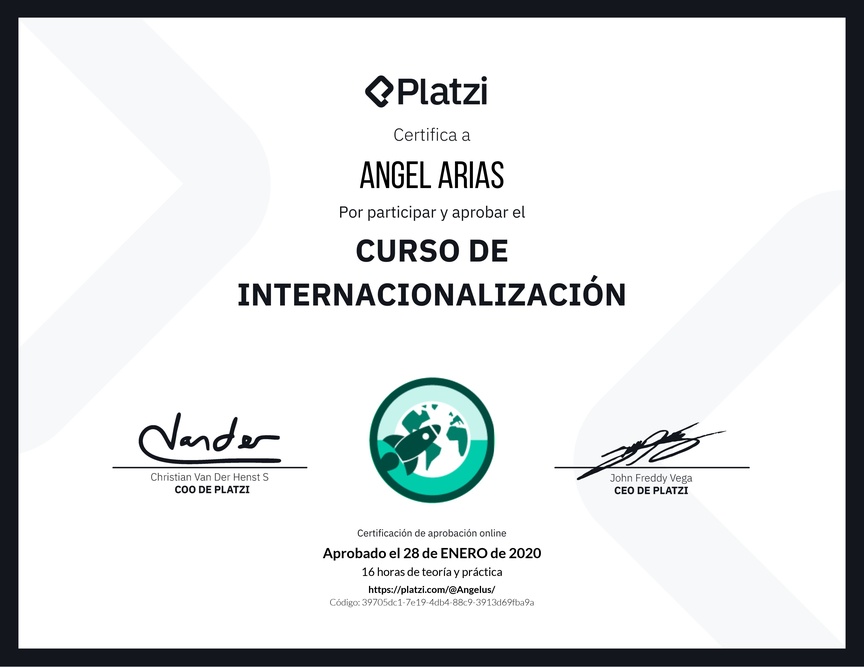 Diploma del Curso de Internacionalización