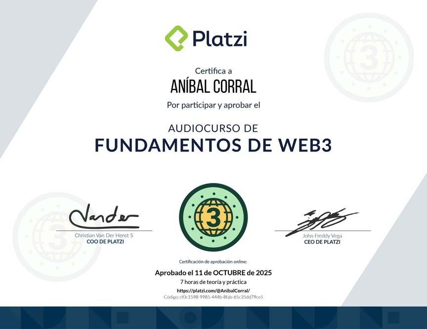 Diploma de Audiocurso de Fundamentos de Web3