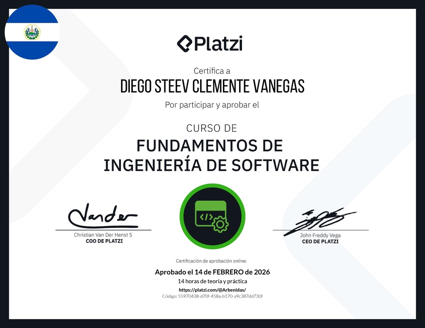 Diploma del Curso de Fundamentos de Ingeniería de Software