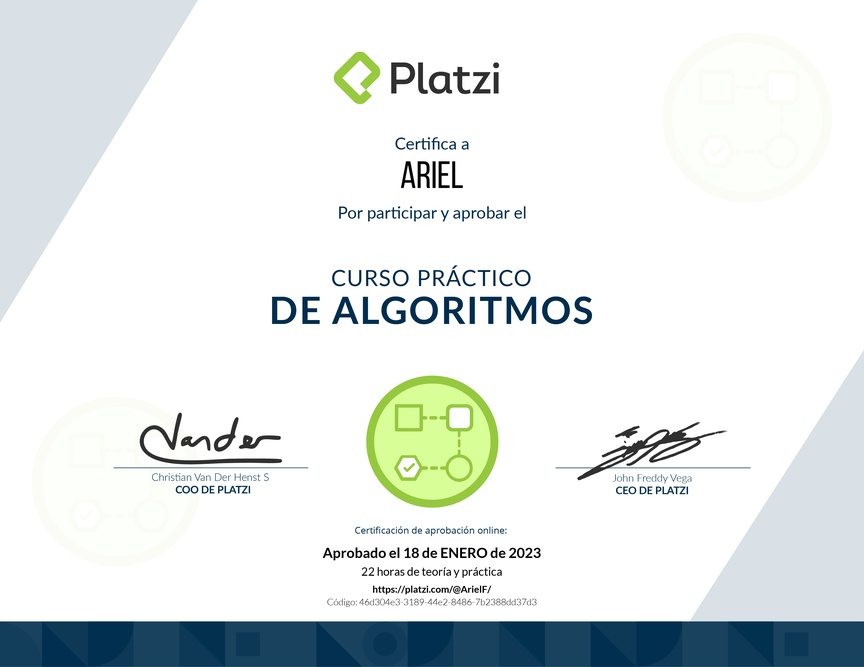 Diploma del Curso Práctico de Estructuras de Datos y Algoritmos