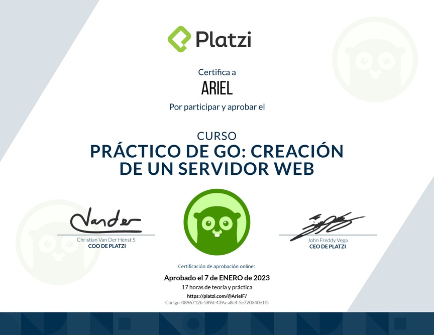 Diploma del Curso Práctico de Go: Creación de un Servidor Web