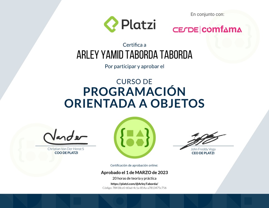 Diploma del Curso de Programación Orientada a Objetos: POO