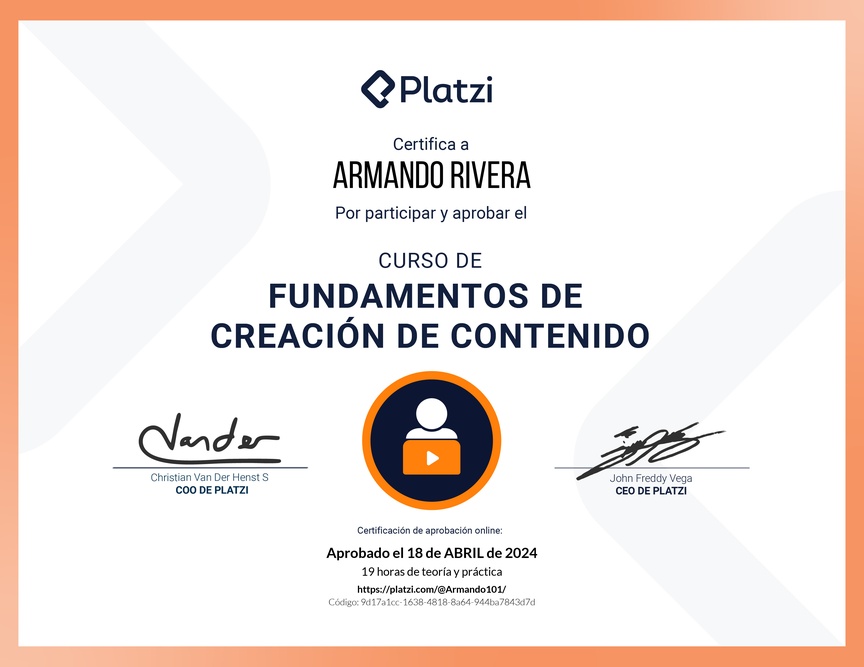 Diploma del Curso de Introducción a la Creación de Contenidos Digitales