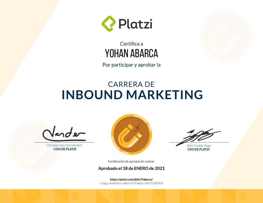 Diploma de la Ruta de Aprendizaje de Inbound Marketing