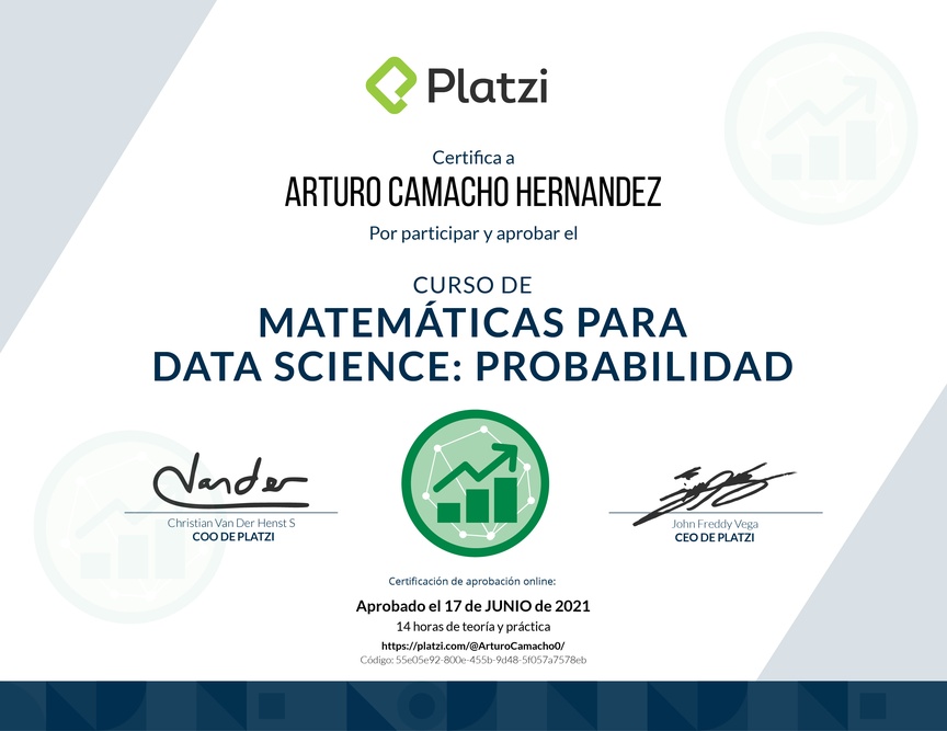 Diploma del Curso de Matemáticas para Data Science: Probabilidad