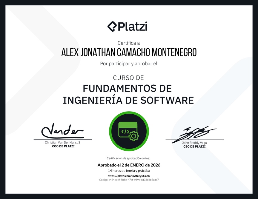Diploma del Curso de Fundamentos de Ingeniería de Software