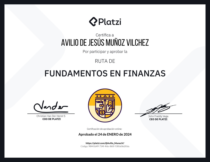 Diploma de la Ruta de Aprendizaje de Fundamentos en Finanzas