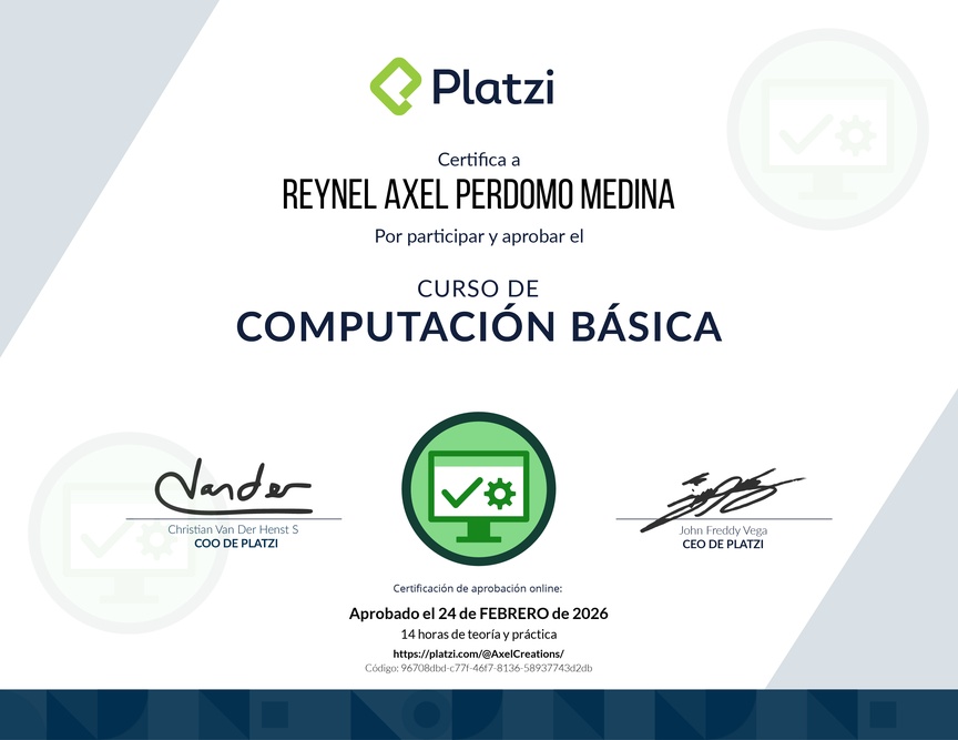 Diploma del Curso Básico de Computadores e Informática