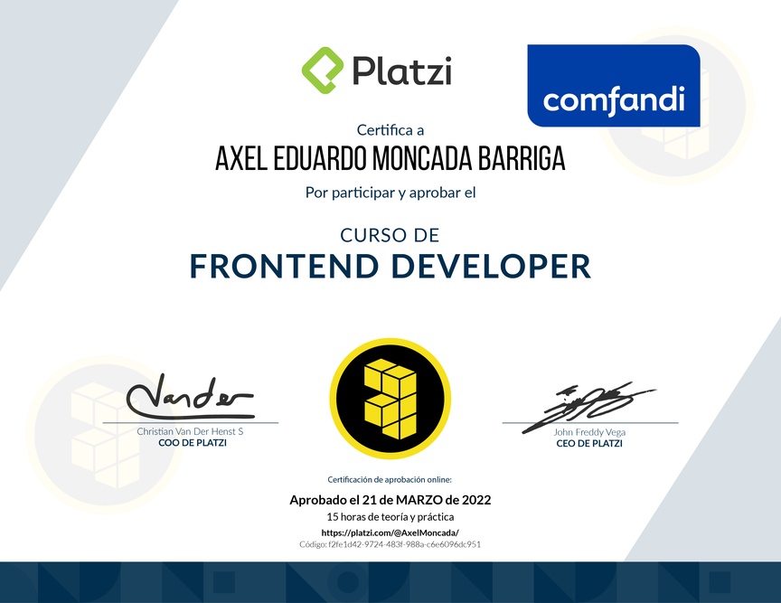 Diploma del Curso de Frontend Developer