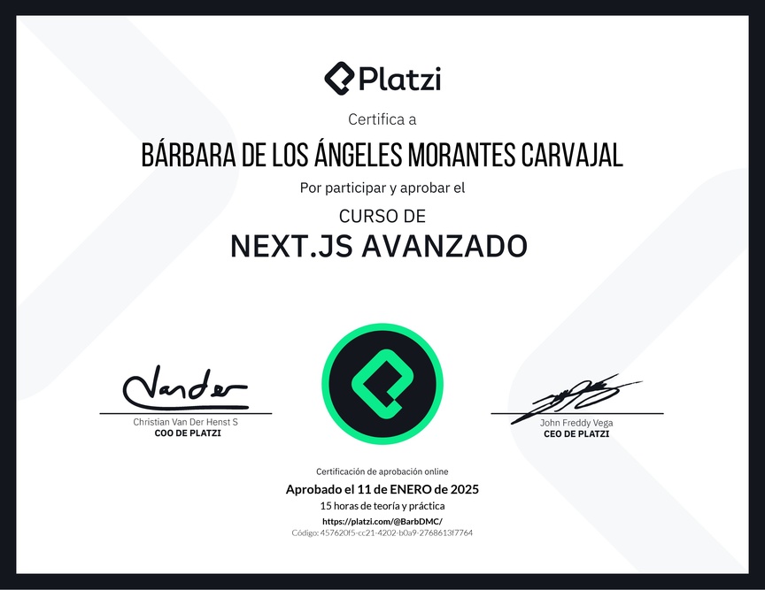 Diploma del Curso de Next.js Avanzado