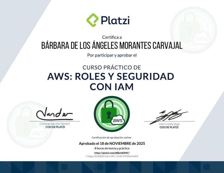 Diploma del Curso Práctico de AWS: Roles y Seguridad con IAM