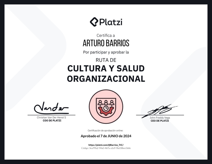 Diploma de la Ruta de Aprendizaje de Cultura organizacional
