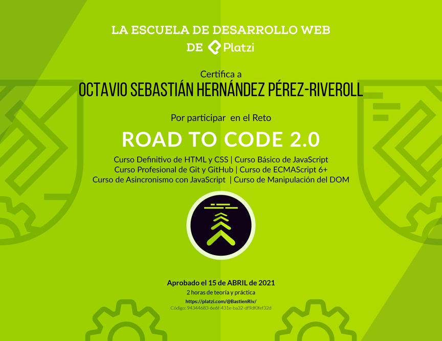 Diploma de Road to Code 2.0