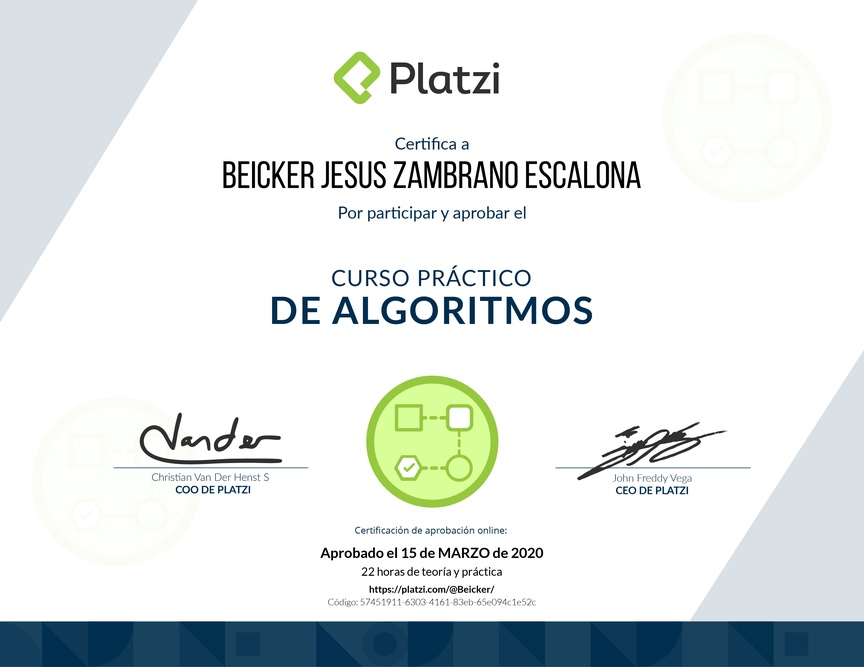 Diploma del Curso Práctico de Estructuras de Datos y Algoritmos