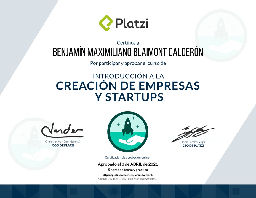 Diploma de Introducción a la Creación de Empresas y Startups