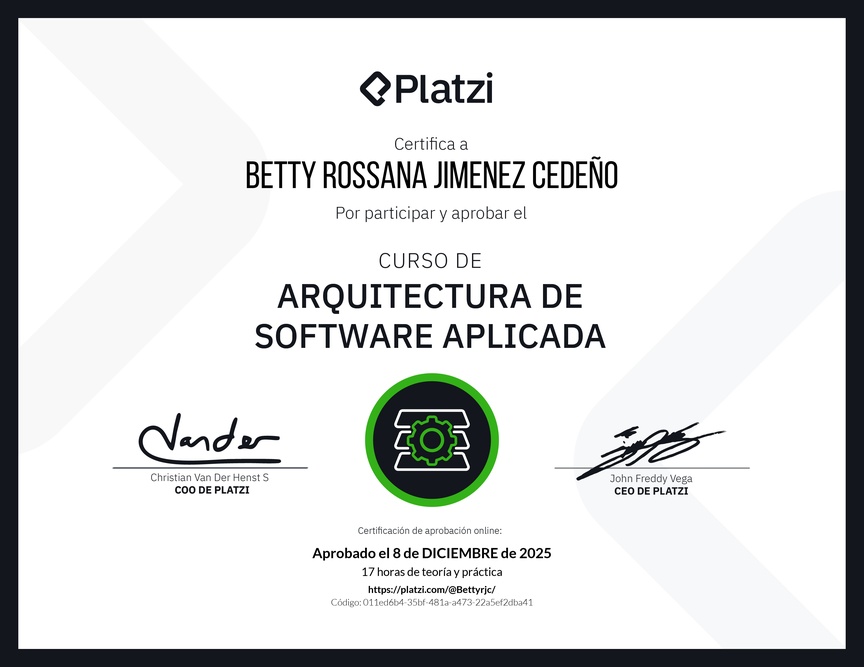 Diploma del Curso de Arquitectura de Software Aplicada