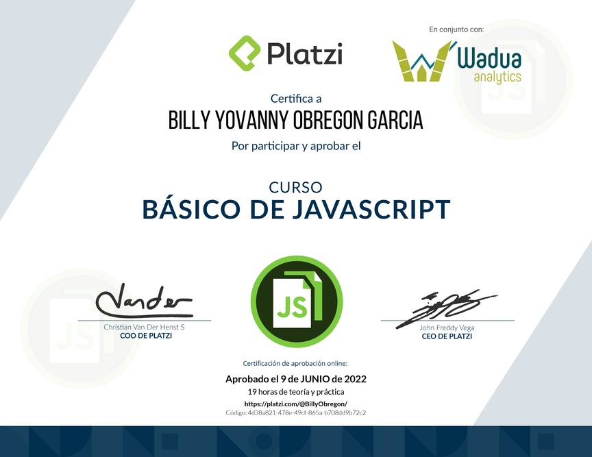 Diploma del Curso Básico de JavaScript