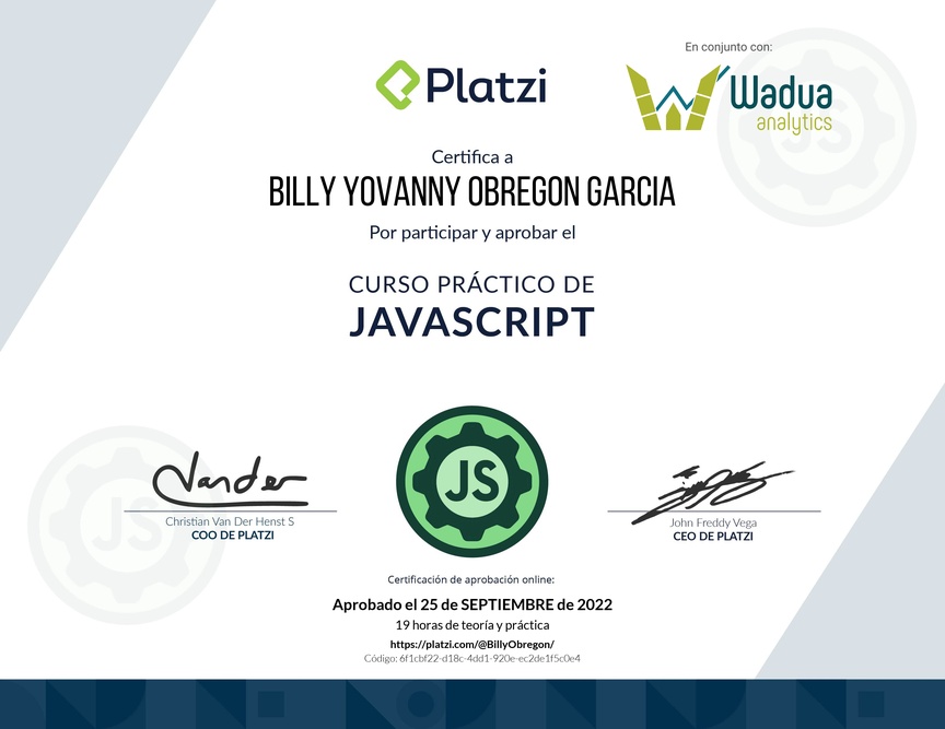 Diploma del Curso Práctico de JavaScript