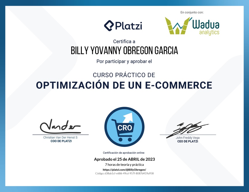 Diploma del Curso Práctico de Optimización de un E-commerce