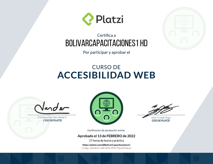 Diploma del Curso de Accesibilidad Web