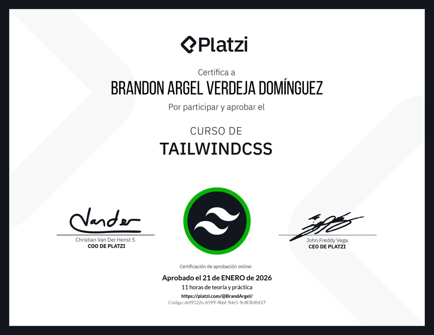 Diploma del Curso de TailwindCSS