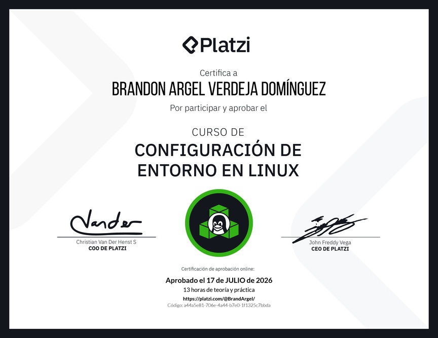 Diploma del Curso de Configuración de Entorno en Linux