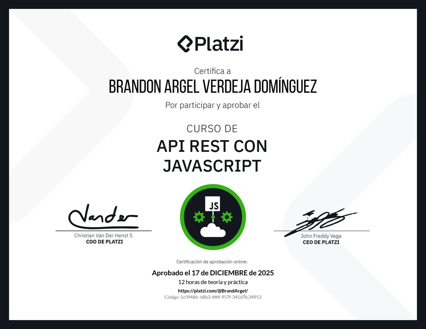 Diploma del Curso de API REST con Javascript