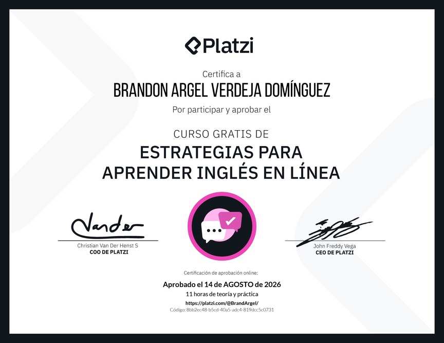 Diploma del Curso Gratis de Estrategias para Aprender Inglés en Línea