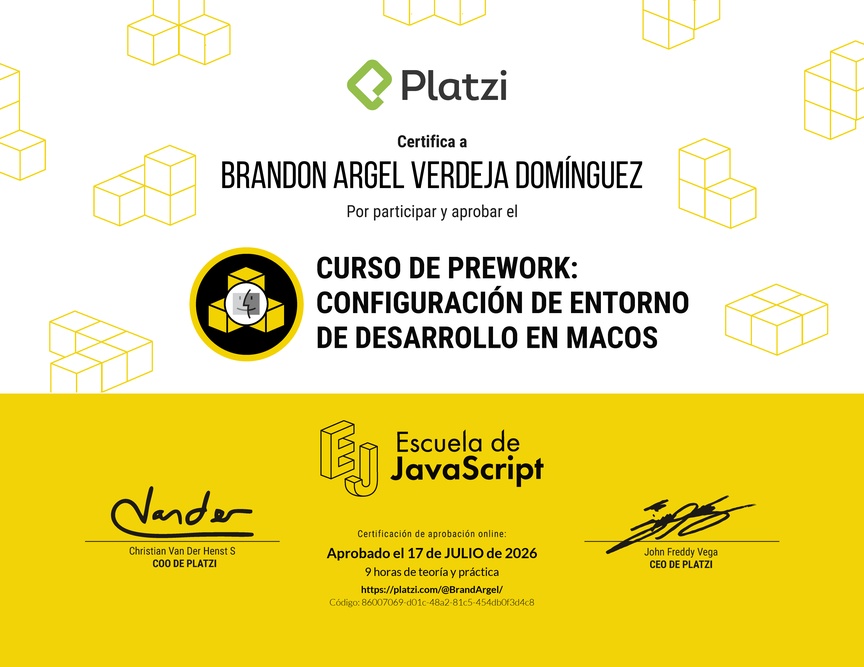 Diploma del Curso de Configuración de Entorno de Desarrollo en macOS