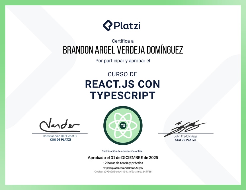 Diploma del Curso de React.js con TypeScript