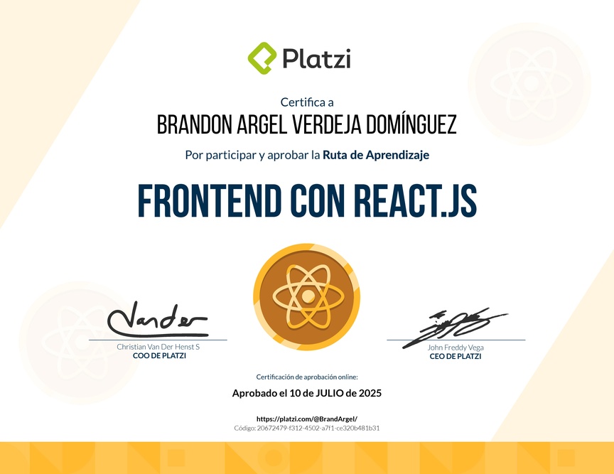 Diploma de la Ruta de Aprendizaje de Frontend a profundidad con React.js