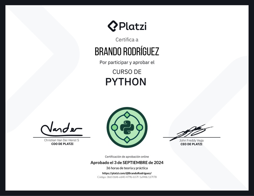 Diploma del Curso de Python