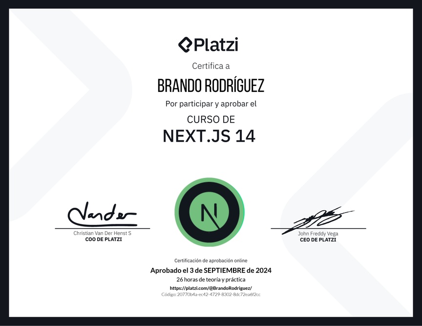 Diploma del Curso de Next.js 14