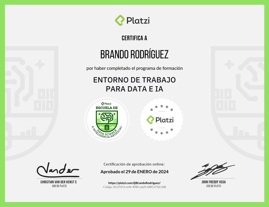 Diploma de la Ruta de Aprendizaje de Entorno de Trabajo para Data e IA