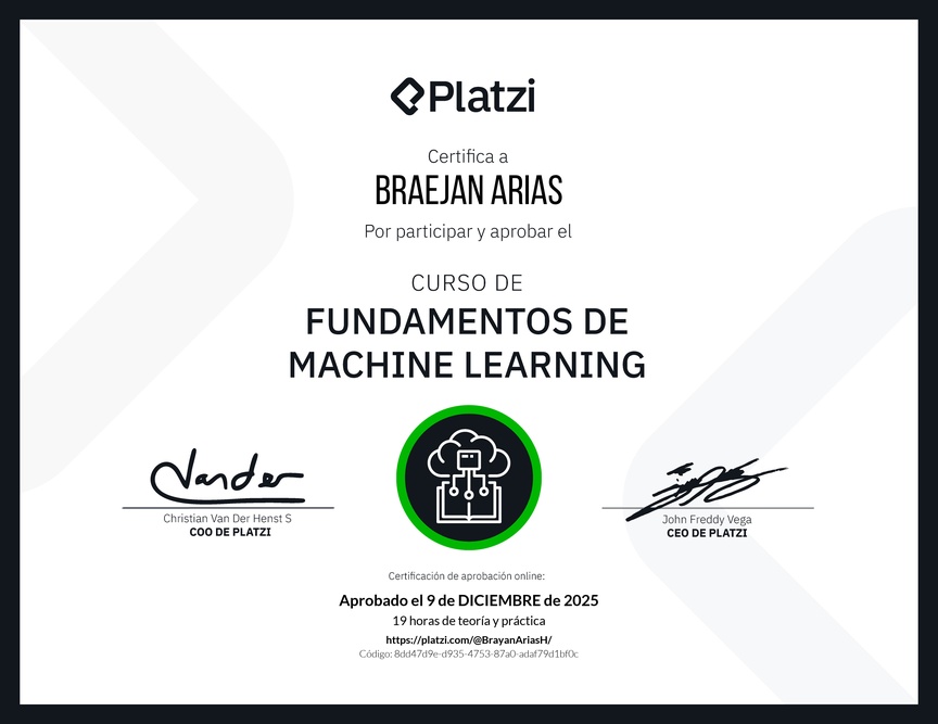 Diploma del Curso de Fundamentos de Machine Learning