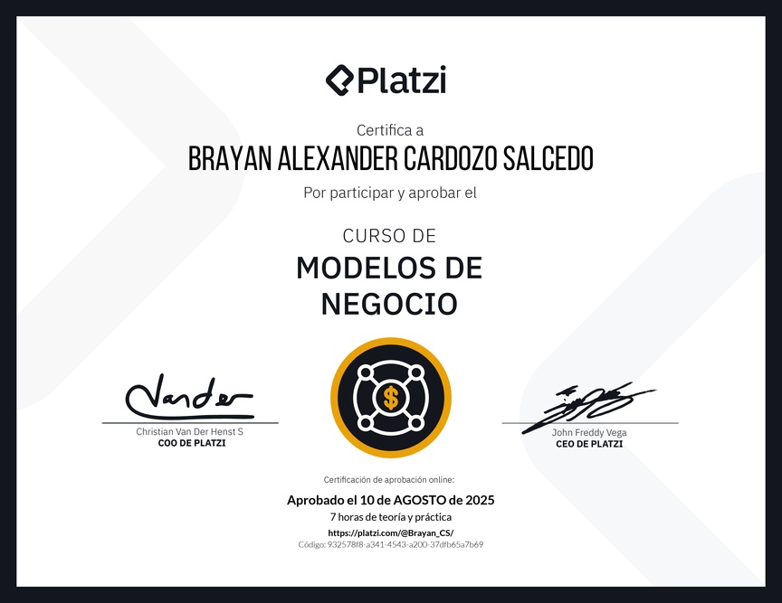 Diploma del Curso de Modelos de Negocio